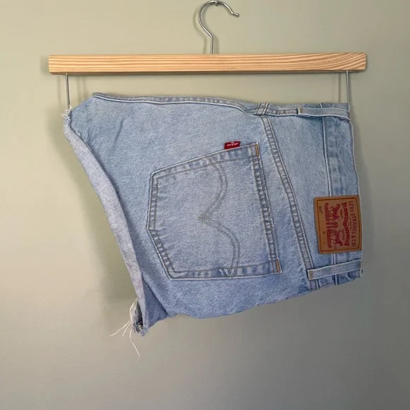 Levi's Light Blue Distressed Jean Shorts - Picture 2 of 4